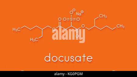 Sodio docusato (diottil solfosuccinato di sodio) ammorbidenti per evacuazione molecola di farmaco (lassativo). formula scheletrico. Foto Stock
