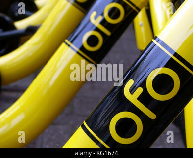 Ofo noleggio bici schema lancia a Londra Foto Stock