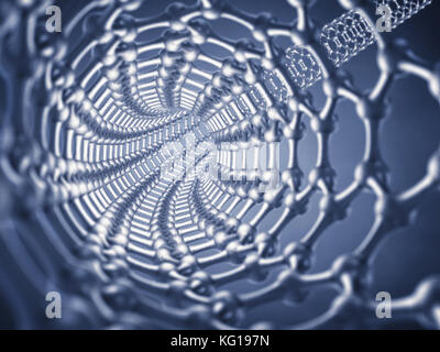 Nanotubo di grafene visto dall'interno, la ricerca nel campo della nanotecnologia Foto Stock