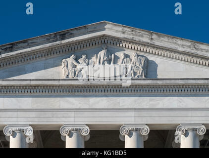 Portico dettaglio sulla Jefferson Memorial, National Mall di Washington DC, Stati Uniti d'America Foto Stock