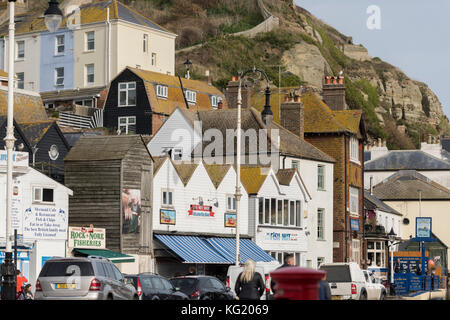 Città vecchia di Hastings nella contea di East Sussex, England, Regno Unito Foto Stock