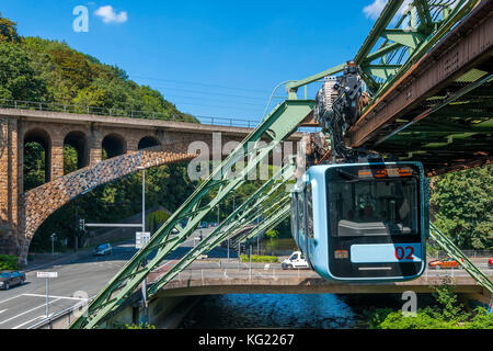 Wuppertal, Renania settentrionale-Vestfalia, Germania : Schwebebahn Einfahrt Zoo/Stadion Deuschland Foto Stock