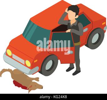 Incidente icona della scena isometrica 3d style Illustrazione Vettoriale