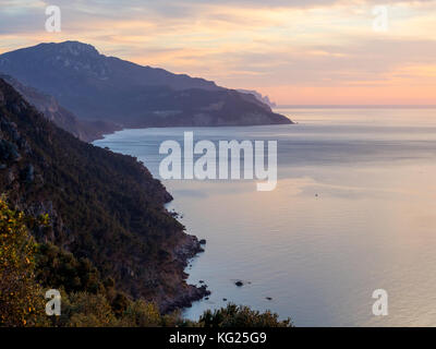 La costa vicino a valdemossa, Maiorca, isole Baleari, Spagna, Mediterraneo, Europa Foto Stock