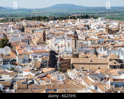 Vista dalla fortezza in cima alla collina, Antequera, Andalusia, Spagna, Europa Foto Stock