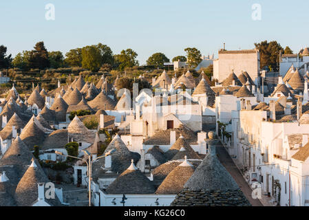 Case tradizionali in stile Trulli ad Alberobello, patrimonio dell'umanità dell'UNESCO, Puglia, Italia, Europa Foto Stock