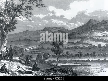 GUERRA CIVILE americana: Soldati confederati che passano attraverso la Shenandoah Valley, Virginia, nell'ottobre del 1864 per rafforzare l'attacco del Generale Jubal Earley a Washington Foto Stock