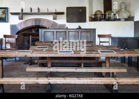 All'interno di Hawkshead Grammar School Fondata 1585 e frequentato da William Wordsworth da 1779 - 1787 Foto Stock