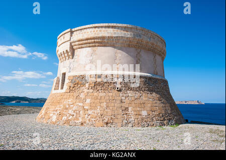 Torre de Fornells Menorca, isole Baleari, Spagna, mare mediterraneo. Foto Stock