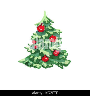 Albero di natale con palline rosse Foto Stock