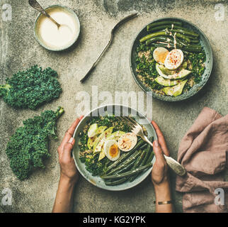 Sano vegetariano proteine ricche di ciotole per la colazione piatto Foto Stock