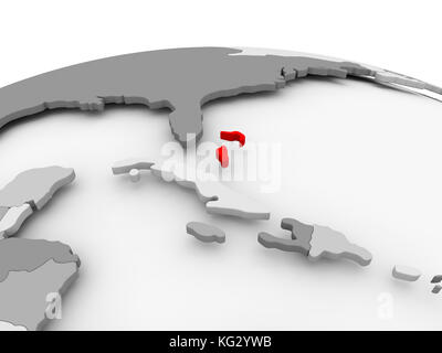 Bahamas in rosso su modello grigio di globo politico. Illustrazione 3D. Foto Stock