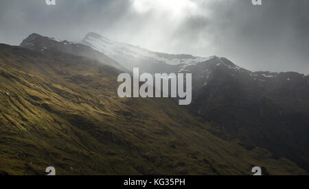 Paesaggio sul ghiacciaio Rob Roy passeggiata vicino Wanaka, Nuova Zelanda Foto Stock