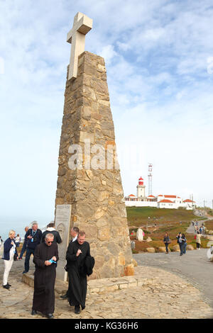 Monumento al Cabo da Roca, il punto occidentale dell' Europa - Portogallo Foto Stock