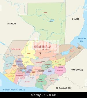 Guatemala politica e amministrativa di mappa vettoriale Illustrazione Vettoriale