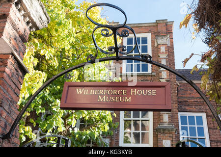 Wilberforce House Museum - il luogo di nascita di William Wilberforce - High Street, Kingston upon Hull, Inghilterra, Regno Unito Foto Stock