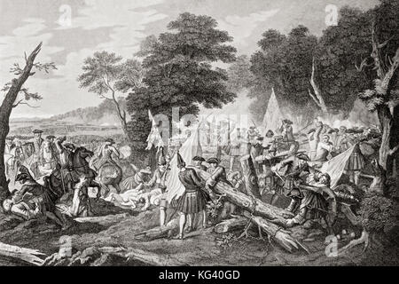 La battaglia di Malplaquet, 11 settembre 1709, una delle principali battaglie della guerra di successione spagnola. Da Hutchinson's History of the Nations, pubblicato nel 1915. Foto Stock