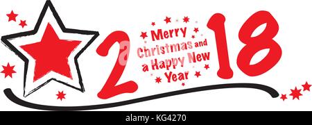 Auguriamo a tutti un Buon Natale e un felice anno nuovo 2018 testo vettoriale calligrafica design Lettering Illustrazione Vettoriale