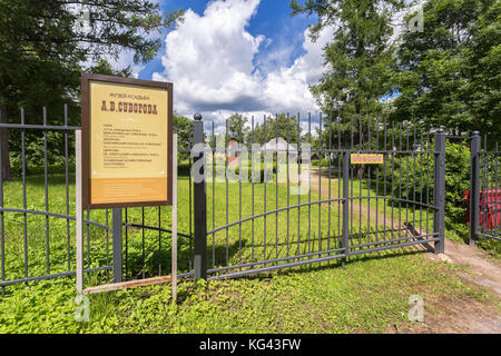 Konchanskoe-suvorovskoe, Russia - Luglio 22, 2017: museo homestead di Alexander Suvorov vicino borovichi. generalissimo a. suvorov è una grande guerra russa Foto Stock