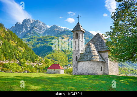 Theth Villaggio Parco Nazionale, Scutari, Albania Foto Stock