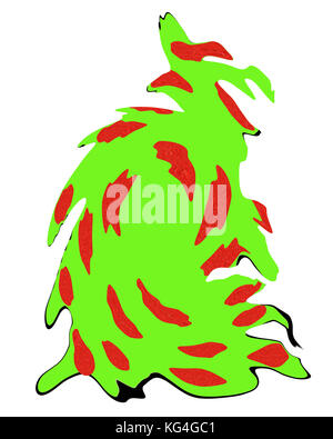 Weihnachtbaum mit roten kugeln auf weissem fond, albero di natale con baubles rosso su bianco metropolitana Foto Stock