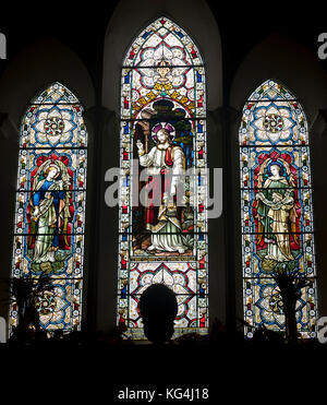 La finestra orientale, St. Margaret's Church, Scott Acton, Shropshire, Inghilterra, Regno Unito Foto Stock