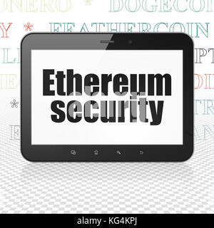 Concetto cryptocurrency: computer tablet con sicurezza ethereum sul display Foto Stock