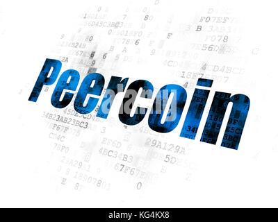 Concetto blockchain: peercoin su sfondo digitale Foto Stock