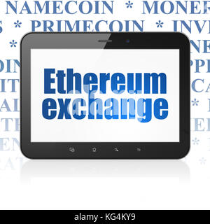 Concetto cryptocurrency: tablet computer con Exchange ethereum sul display Foto Stock