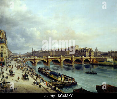 Giuseppe Canella - Ile de la Cité e il Pont Neuf visto da Quai du Louvre - 1832 Parigi, Museo Carnavalet Foto Stock