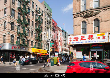 Mott street e bayard street, China Town, Manhattan, New York, USA, America Foto Stock