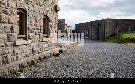 Brean giù Fort vicino a Weston super Mare nel Somerset costruito come uno di Palmerston forti nel 1860 per proteggere le porte del Canale di Bristol Foto Stock