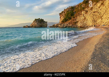 Pasqyra (Mirror) Spiaggia vicino Saranda, Albania Foto Stock