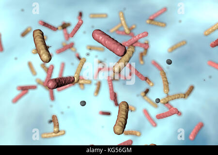 I batteri in acqua, illustrazione del computer. I batteri possono essere una causa potenziale di acqua-borne infezioni, come shigellosi, salmonellosi, colera e altri. Foto Stock