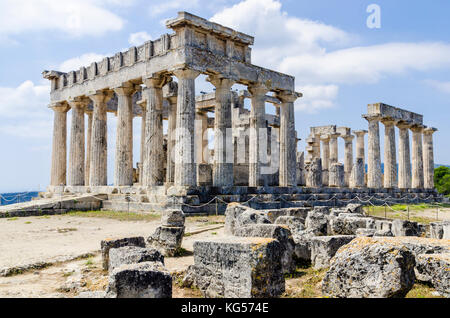 Tempio di Aphaia, Aegina Island, Grecia Foto Stock