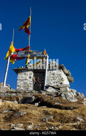 Chandrashila è culmine della Tungnath. Esso letteralmente significa 'Moon Rock'. Si trova ad una altezza di circa 4 mila metri sopra il livello del mare, Uttarakhand Foto Stock