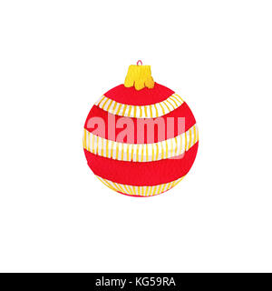 Sfera rossa per natale tre estratti acquerello Foto Stock