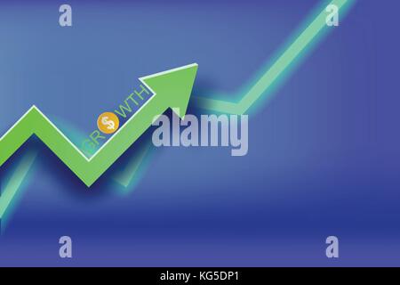 Arte della carta del grafico della crescita economica concetto idea,vettore,finanza, denaro Illustrazione Vettoriale