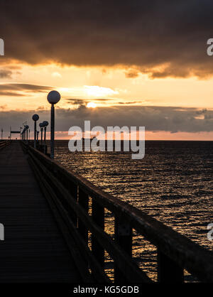 Binzer Seebrücke (Pier) di sunrise Foto Stock