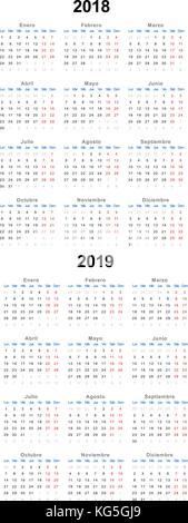 2018 e 2019 clendars Illustrazione Vettoriale