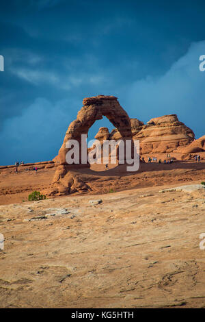 Delicate Arch, Arches National Park, Utah, Stati Uniti d'America Foto Stock