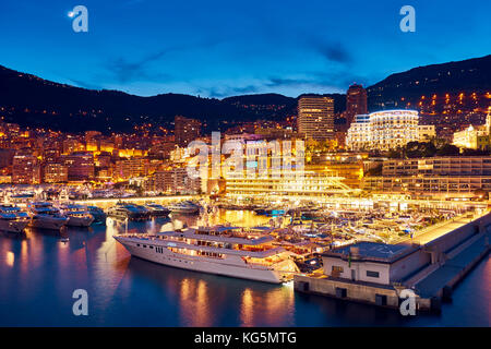 Montecarlo di notte, il principato di Monaco principato di Monaco, cote d'azur, sud della Francia, Europa occidentale, Europa Foto Stock