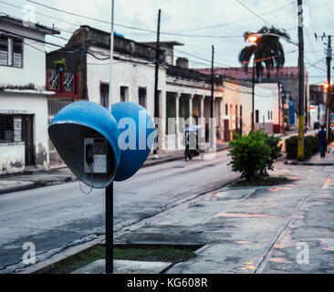 Cabina telefonica in Cuba Foto Stock