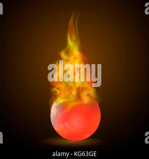 La masterizzazione di sfera rossa sul fuoco di fiamma Foto Stock