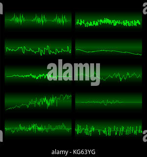 Green le onde sonore set. schermo di equalizzatore Foto Stock
