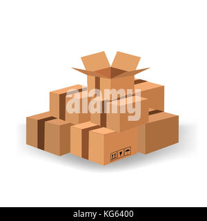 Set di scatole di cartone Foto Stock