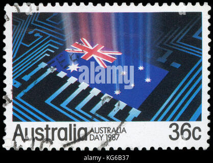 AUSTRALIA - circa 1987:annullato un francobollo da Australia illustrante l'Australia Day, rilasciato nel 1987. Foto Stock
