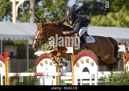 Norman dello Joio (USA) riding Malcolm, Winter Festival equestre, Wellington Florida, febbraio 2007, CSIO picchetto di benvenuto Foto Stock