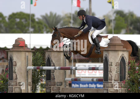 Joe Fargis (USA) riding Edgar 12, Winter Festival equestre, Wellington Florida, Marzo 2007 Foto Stock