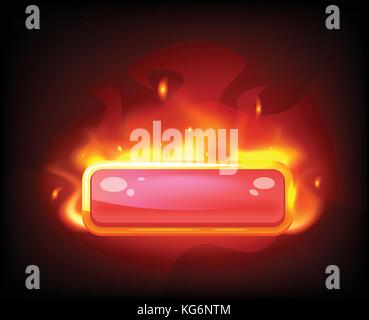Gioco fiery lungo il pulsante rosso Illustrazione Vettoriale